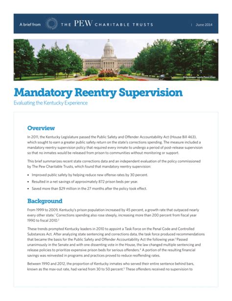 or “MR” means <strong>release</strong> of an inmate from the institution to <strong>supervision</strong> as <strong>required</strong> by s. . Mandatory release supervision kentucky